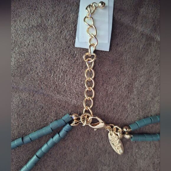 🎁Style & Co Gold Tone Bold Chunky Green 2-layer Beaded Statement Necklace - Picture 5 of 7